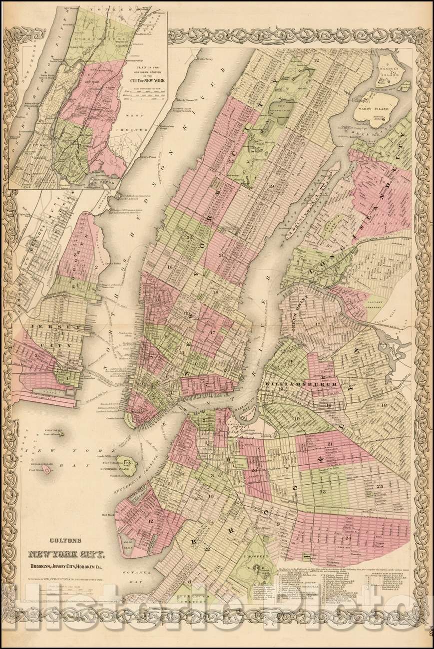 Historic Map - Colton's New York City, Brooklyn, Jersey City, Hoboken, etc, 1876, G.W. & C.B. Colton v2