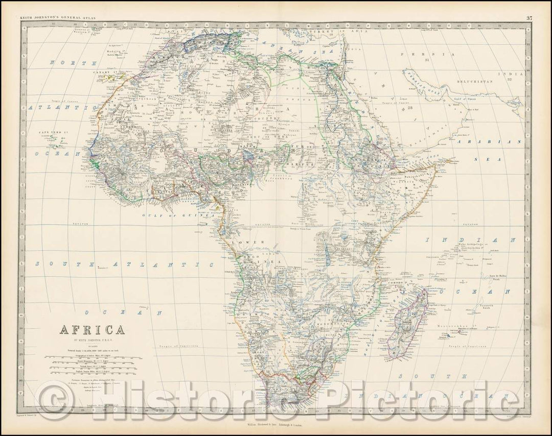 Historic Map - Africa, 1861, W. & A.K. Johnston v3