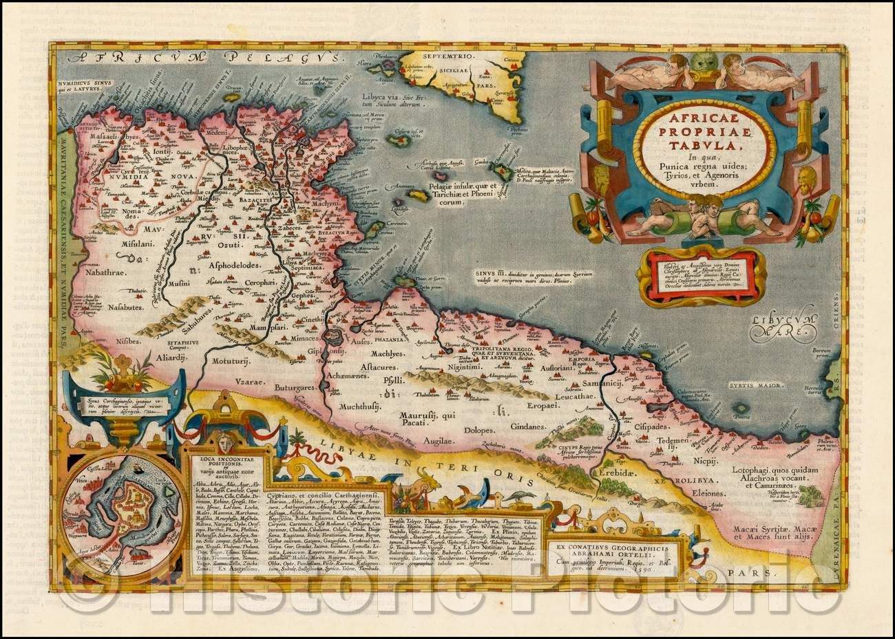 Historic Map - Africae Propriae Tabula In qua, Punica regna uides; Tyrios, et Agenoris urbem, 1608, Abraham Ortelius - Vintage Wall Art