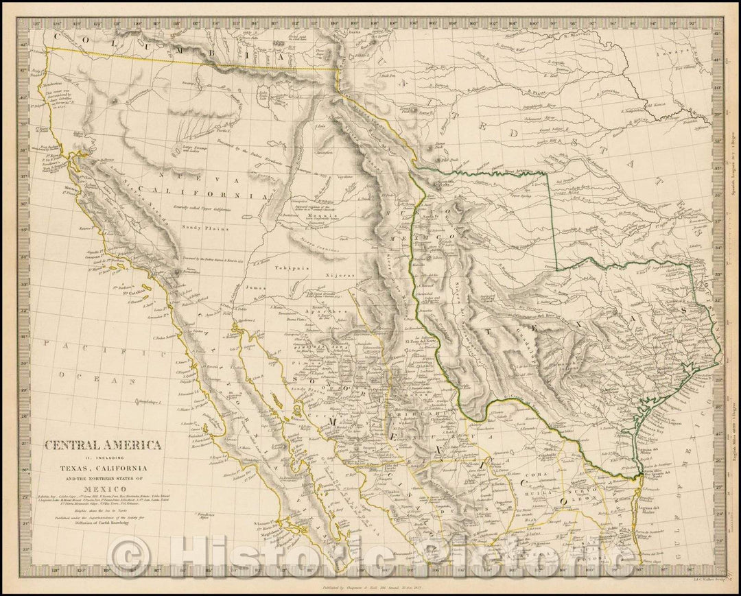 Historic Map - Central America II. Including Texas, California and the Northern States of Mexico, 1842, SDUK v2