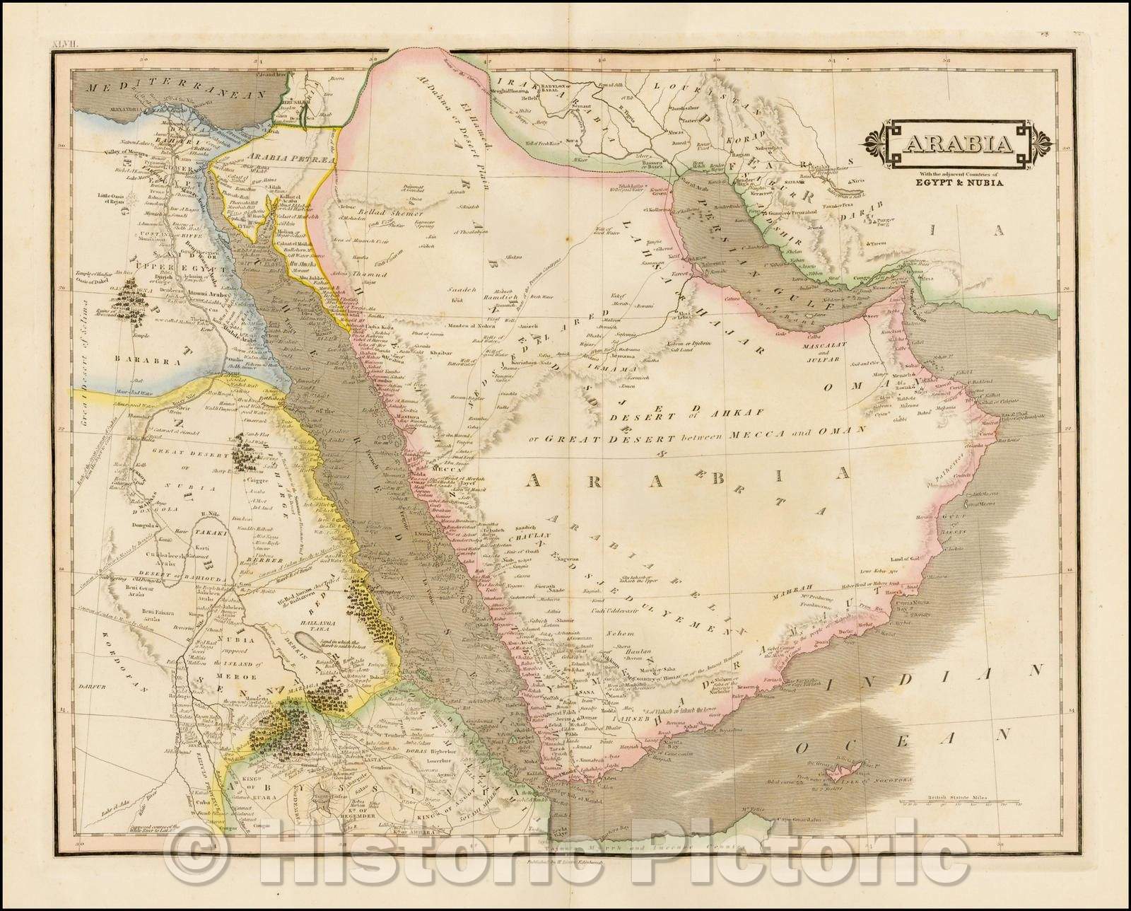 Historic Map - Arabia With the adjacent Countries of Egypt & Nubia, 1828, Daniel Lizars - Vintage Wall Art