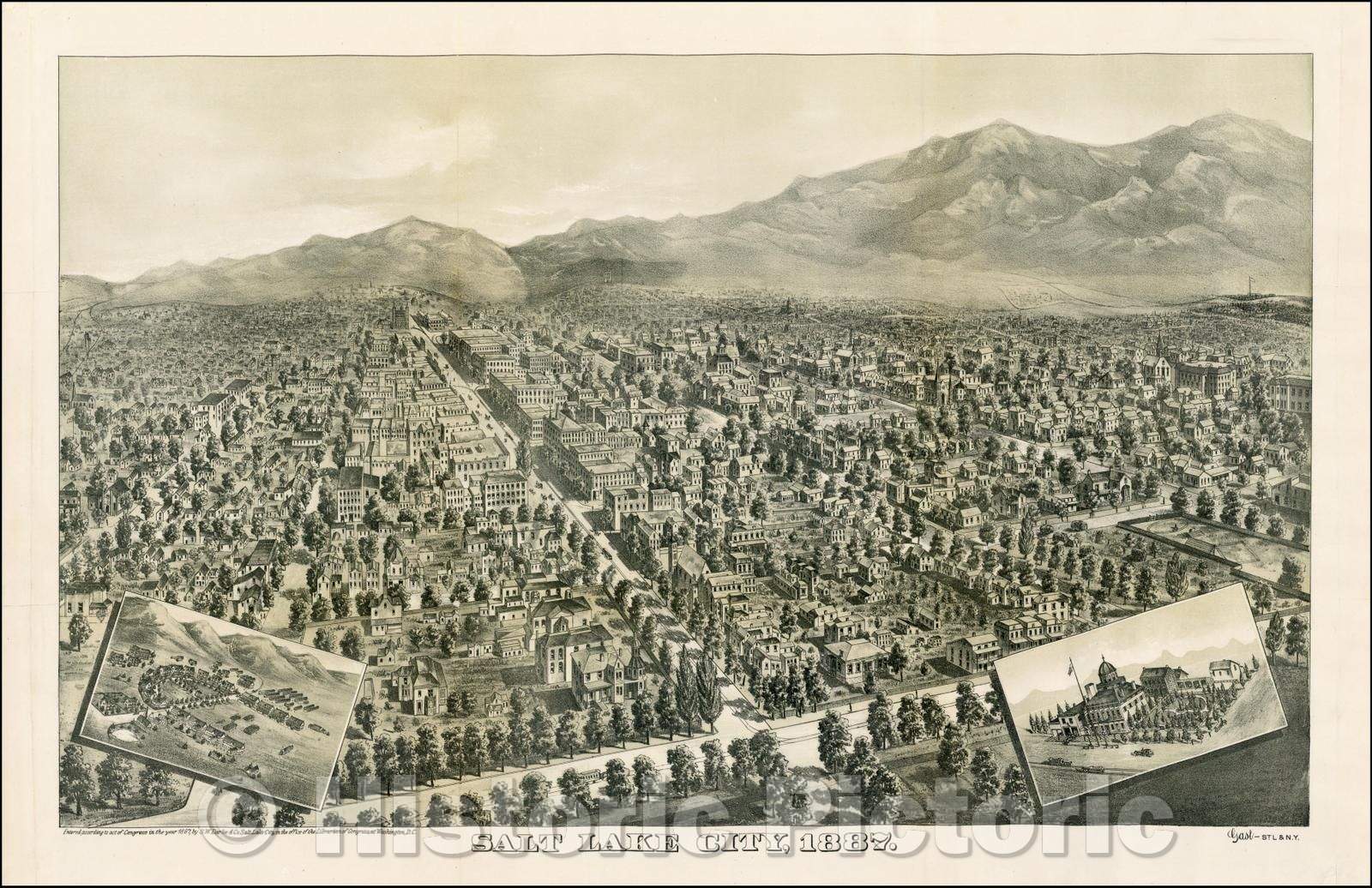 Historic Map - Salt Lake City, 1887, Augustus Gast v2