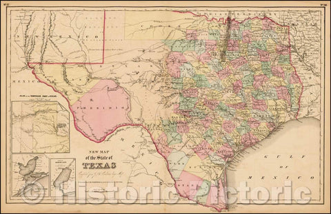 Historic Map - New Map of the State of Texas, 1857, Joseph Hutchins Colton v5