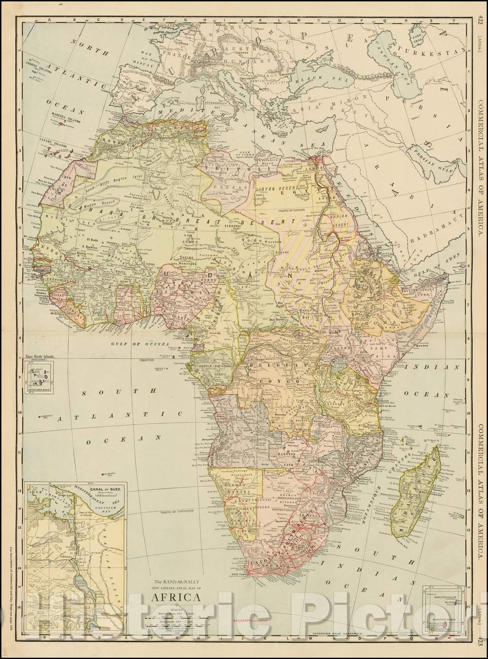 Historic Map - The Rand-McNally New Library Atls Map of Africa, 1914, William Rand - Vintage Wall Art