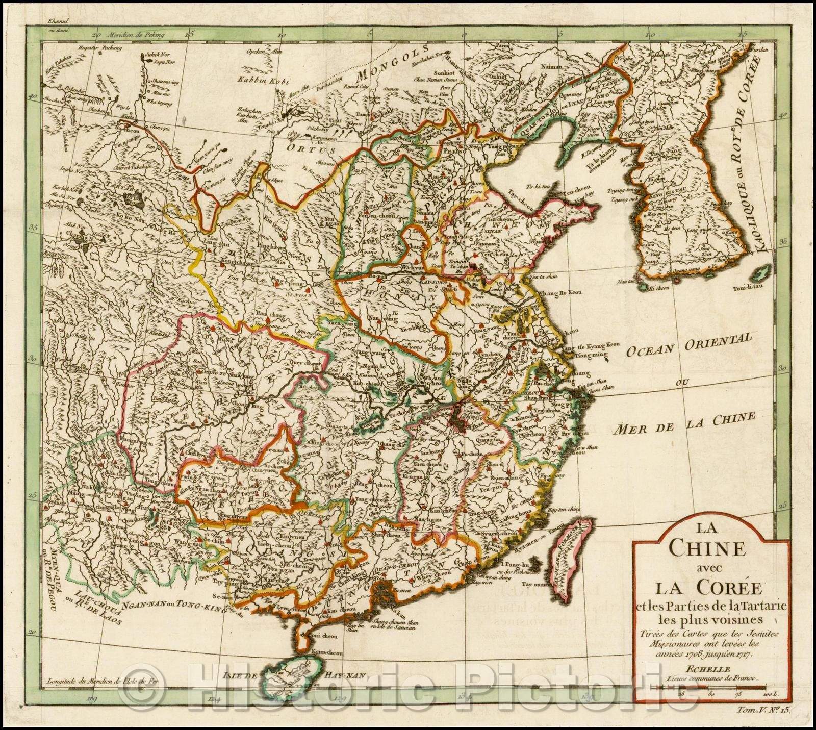 Historic Map - La Chine avec La Coree et les Parties de la Tartarie les plus voisines Tirees des Cartes que les Jesuites/Northern China and Korea, 1750 - Vintage Wall Art