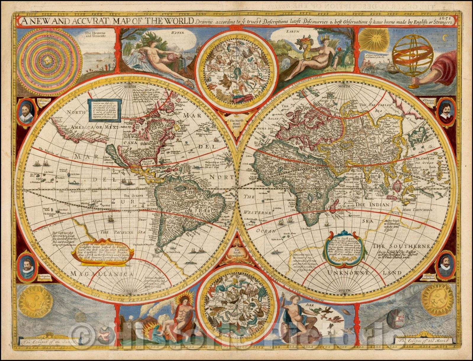 Historic Map - A New and Accurat Map of the World Drawne, 1676, John Speed v2