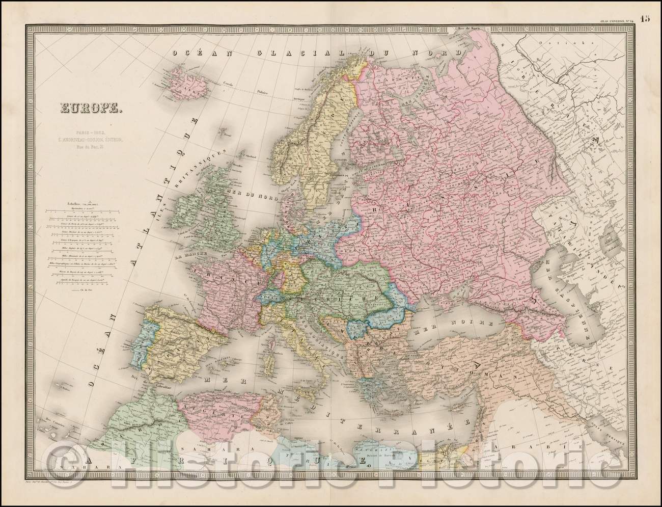 Historic Map - Europe, 1862, J. Andriveau-Goujon - Vintage Wall Art