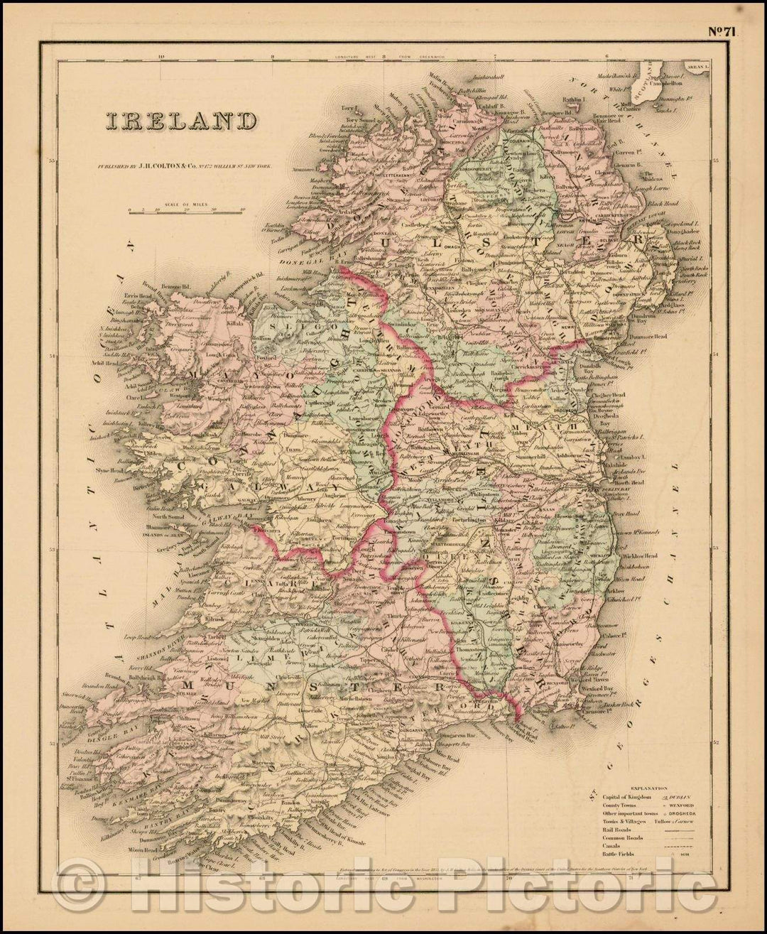 Historic Map - Ireland, 1857, Joseph Hutchins Colton v2