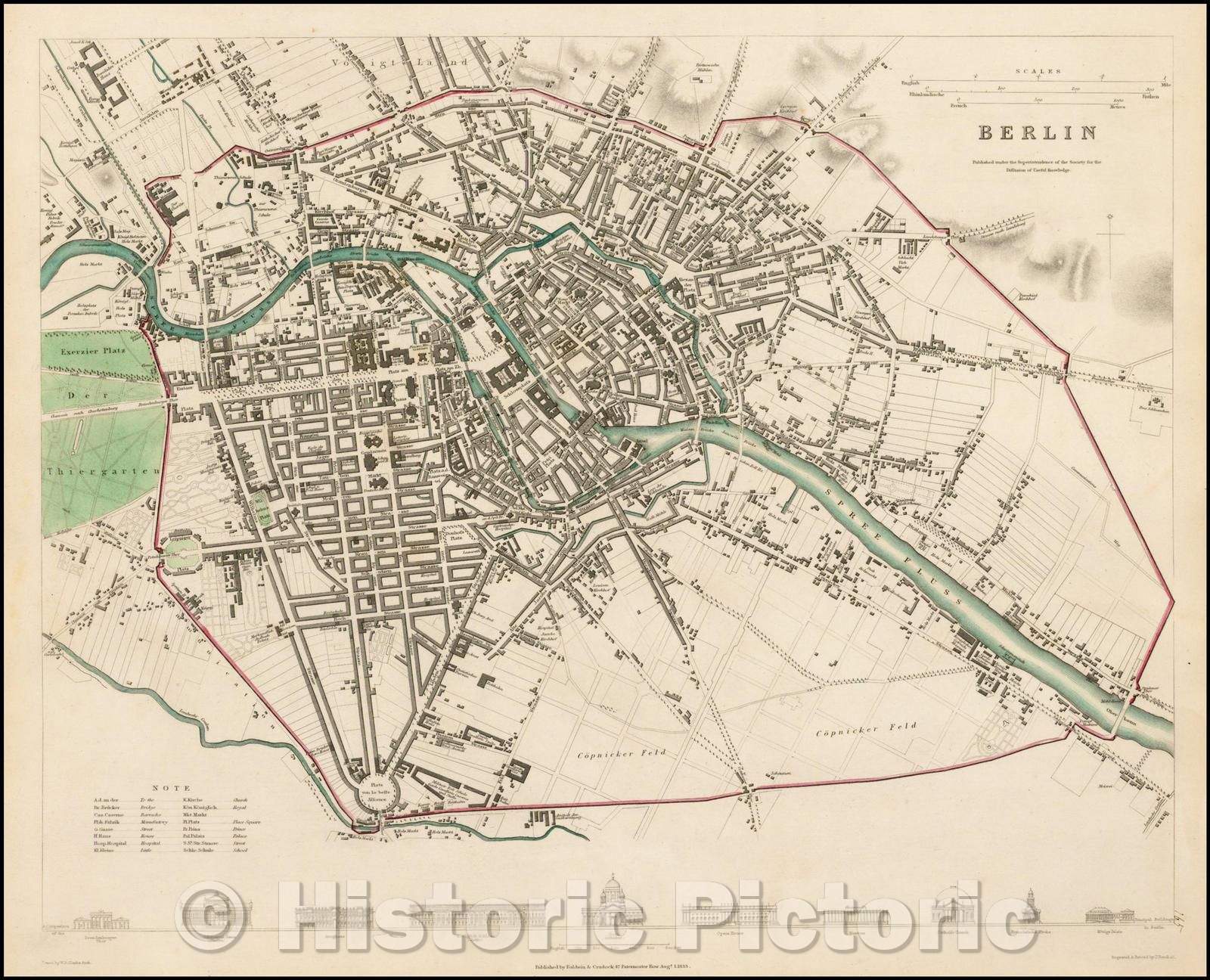 Historic Map - Berlin, Germany, 1833, SDUK v4