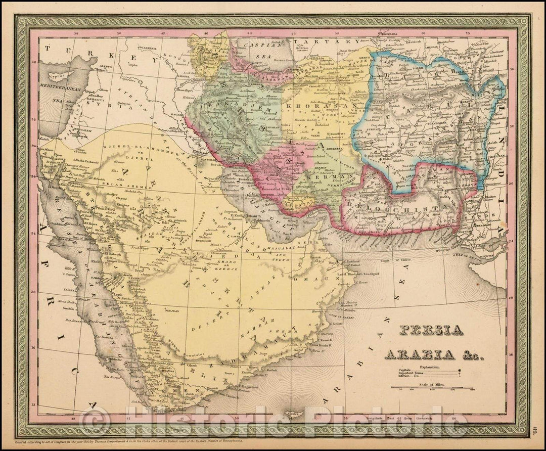 Historic Map - Persia Arabia, 1850, Thomas, Cowperthwait & Co. v3