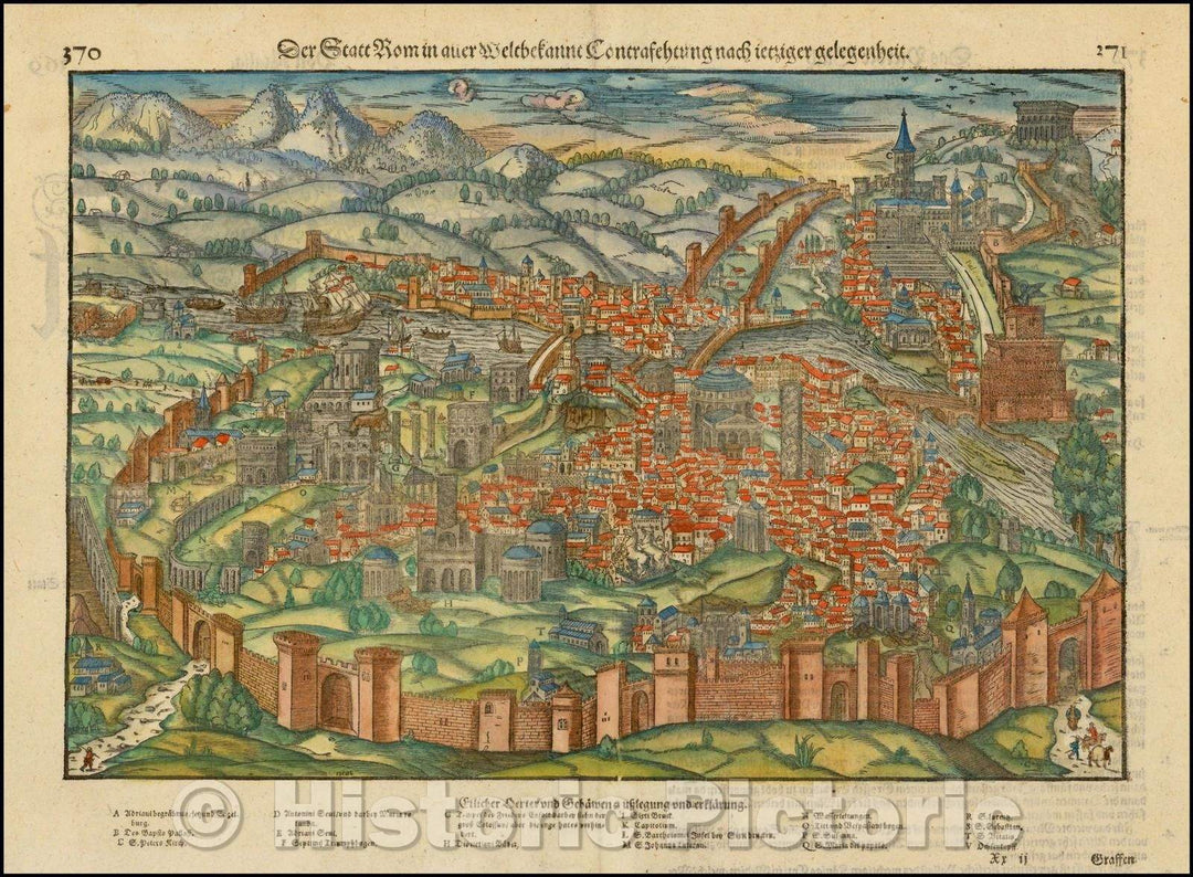 Historic Map - [Rome] Der Statt Rom/View of Rome from Munster's Cosmography, 1560, Sebastian M?nster - Vintage Wall Art