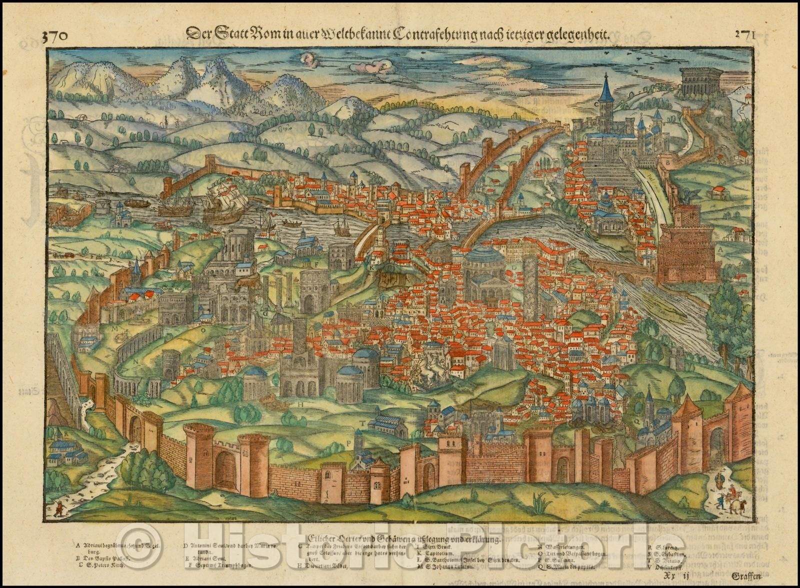 Historic Map - [Rome] Der Statt Rom/View of Rome from Munster's Cosmography, 1560, Sebastian M?nster - Vintage Wall Art