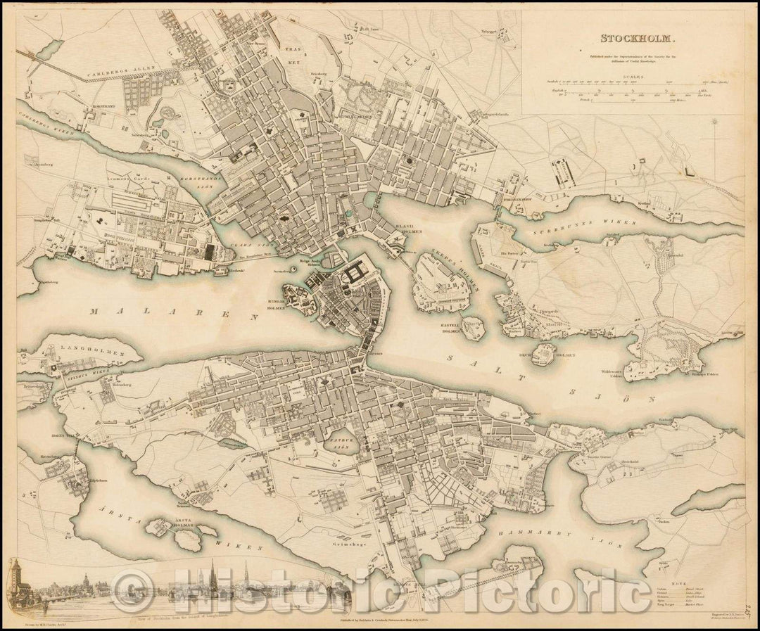 Historic Map - Stockholm, Sweden, 1836, SDUK v2