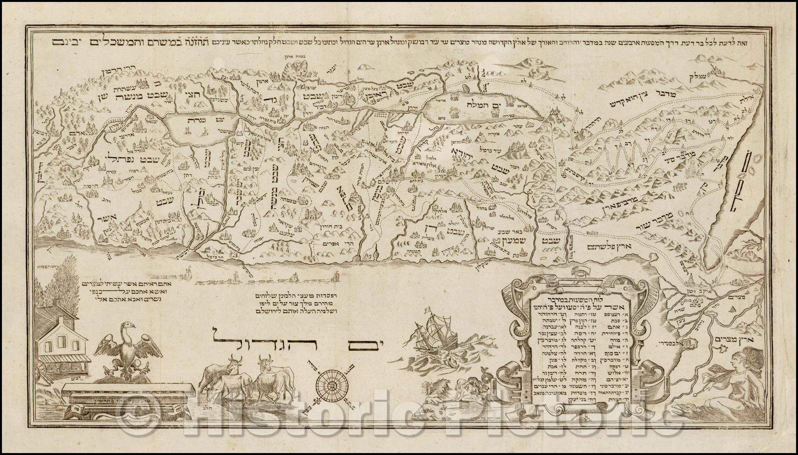 Historic Map - Holy Land, Amsterdam Haggadah Map, 1695, Abraham Bar Yaaqov v2