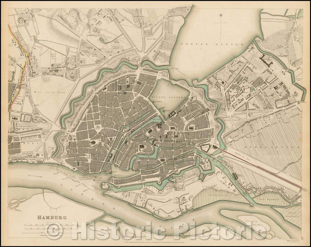 Historic Map - Hamburg, Germany, 1841, SDUK v2