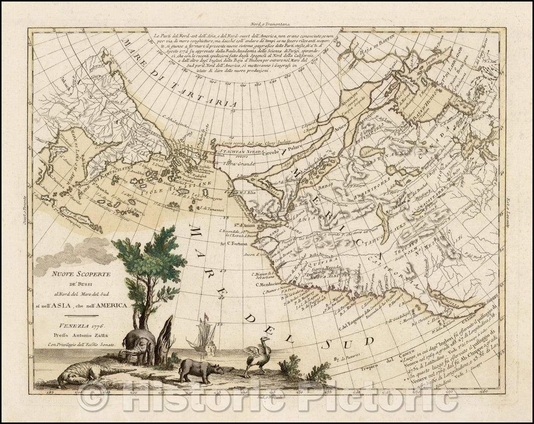 Historic Map - Nuove Scoperte de' Russi al Nord del Mare del Sud si nell'Asia, che nell'America, 1776, Antonio Zatta v4