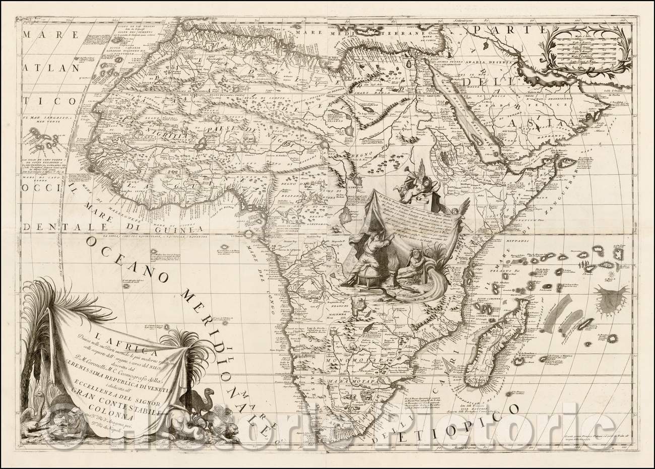 Historic Map - L'Africa Divisa nelle sue Partie secondo le piu moderne relationi colle scoperte dell' Origine, e corso del :: Coronelli's 2-sheet of Africa, 1690 - Vintage Wall Art