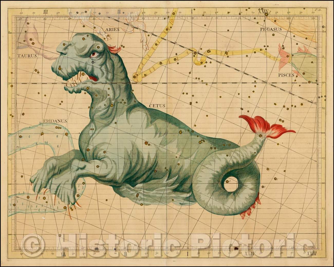 Historic Map - Cetus, 1728, John Flamsteed v1