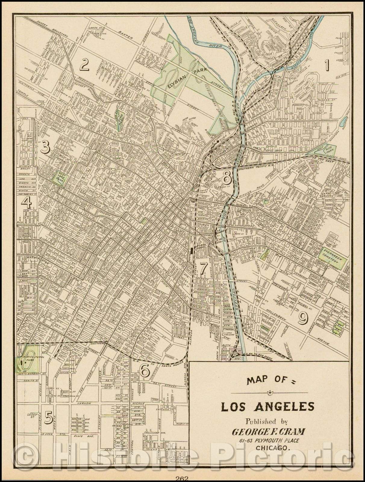 Historic Map - Map of Los Angeles, 1899, George F. Cram v4