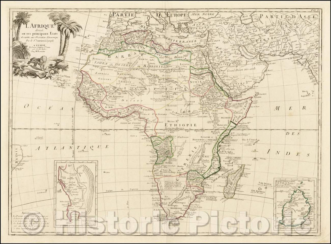 Historic Map - L'Afrique divisee en ses principaux Etats Assujettie aux Observations Astr :: Africa, and Cape of Good Hope, Astronomical Observations, 1776 - Vintage Wall Art