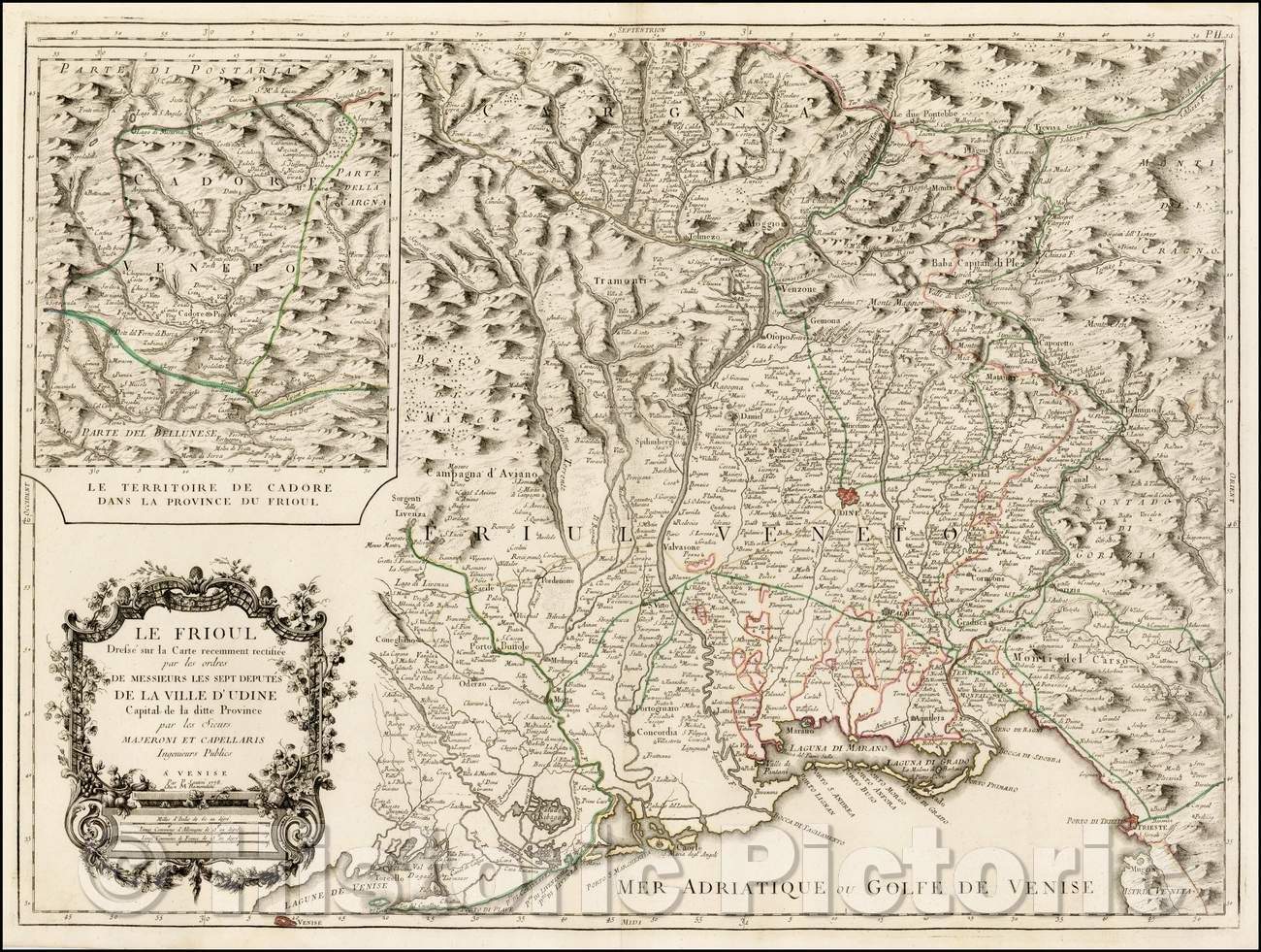 Historic Map - Le Frioul Dresse sur la Carte recemment rectifee par les ordres De Messieurs :: Regional of Friuli, published in Venice by Francois Santini, 1778 - Vintage Wall Art