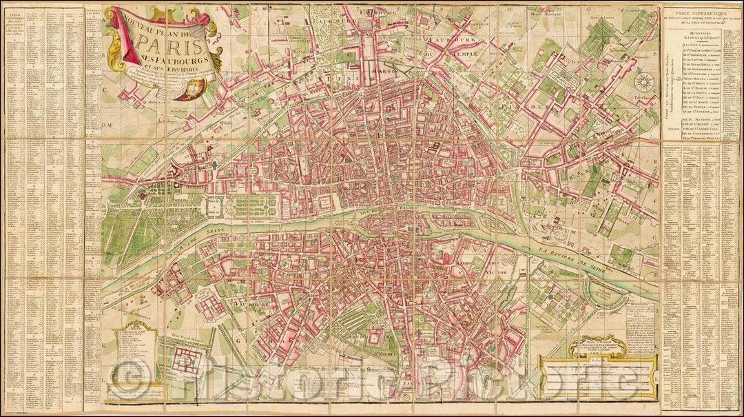 Historic Map - Nouveau Plan De Paris Ses Faubourgs et ses Environs, 1772, Louis Charles Desnos - Vintage Wall Art