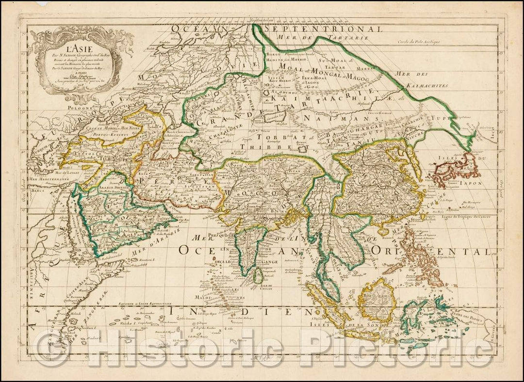 Historic Map - Asia, 1669, Nicolas Sanson - Vintage Wall Art