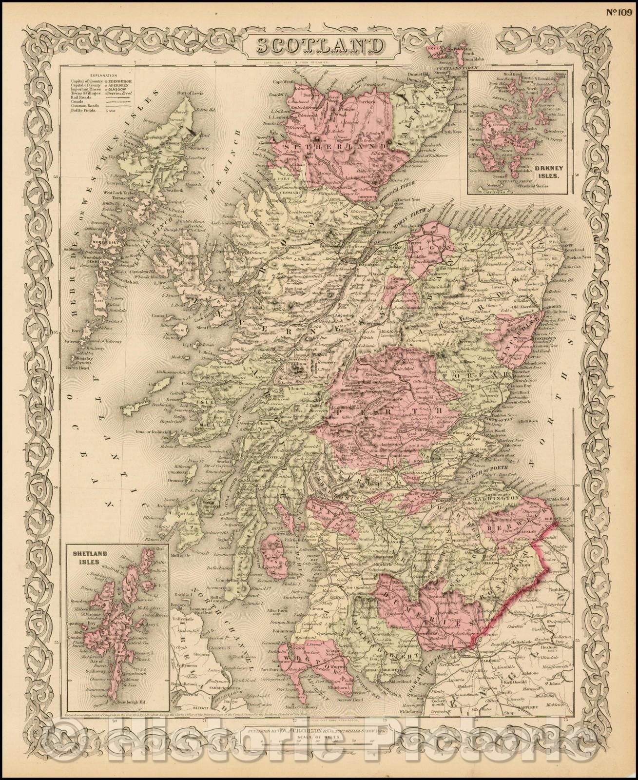 Historic Map - Scotland, 1868, Joseph Hutchins Colton v2