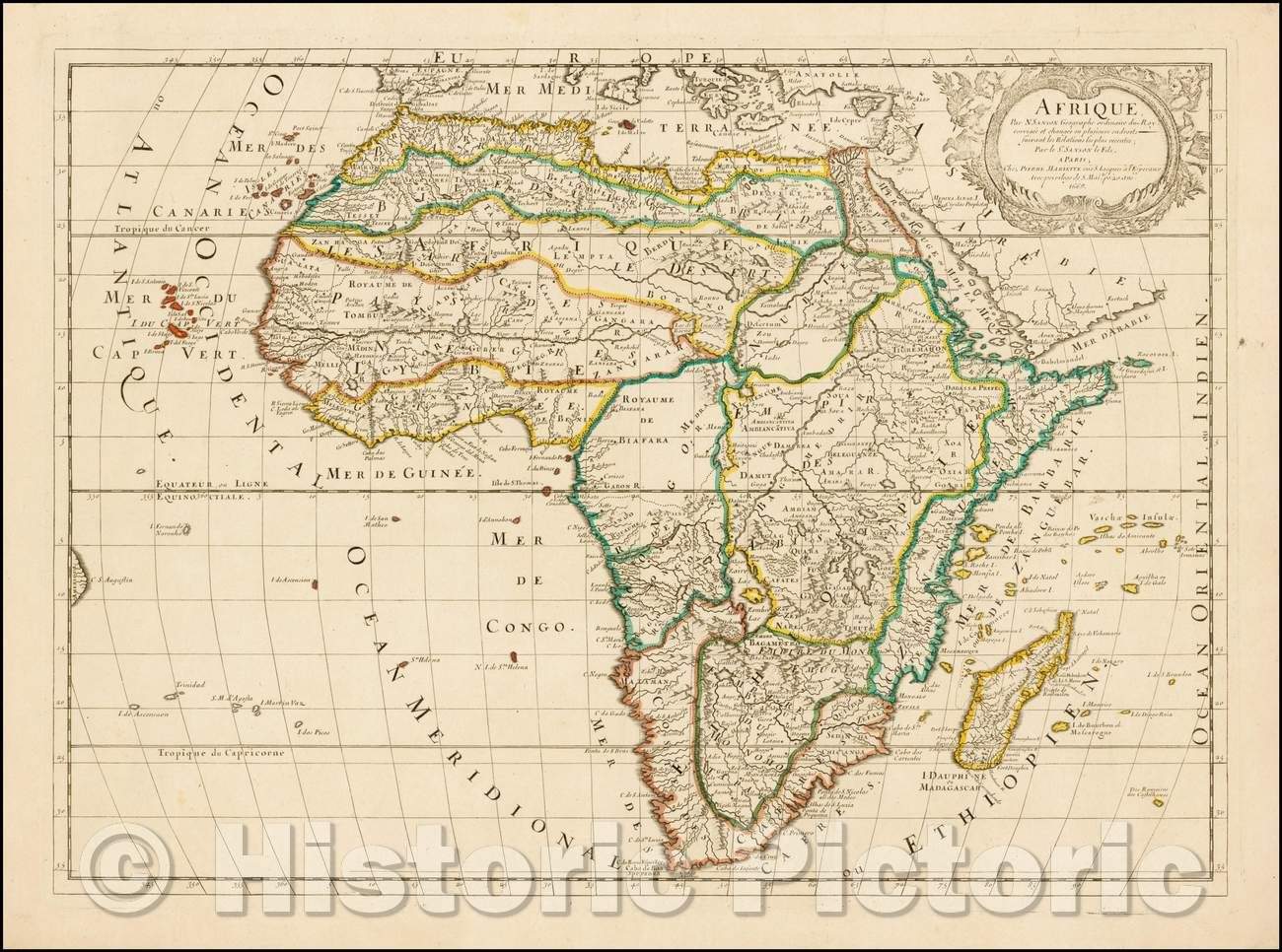 Historic Map - Africa, 1669, Nicolas Sanson - Vintage Wall Art