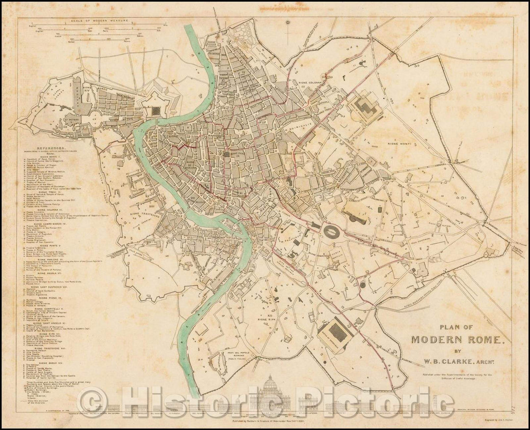 Historic Map - Plan of Modern Rome, 1830, SDUK v3