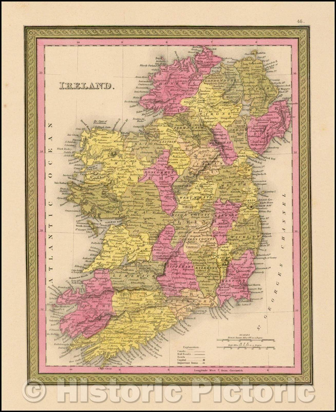 Historic Map - Ireland, 1846, Samuel Augustus Mitchell v2