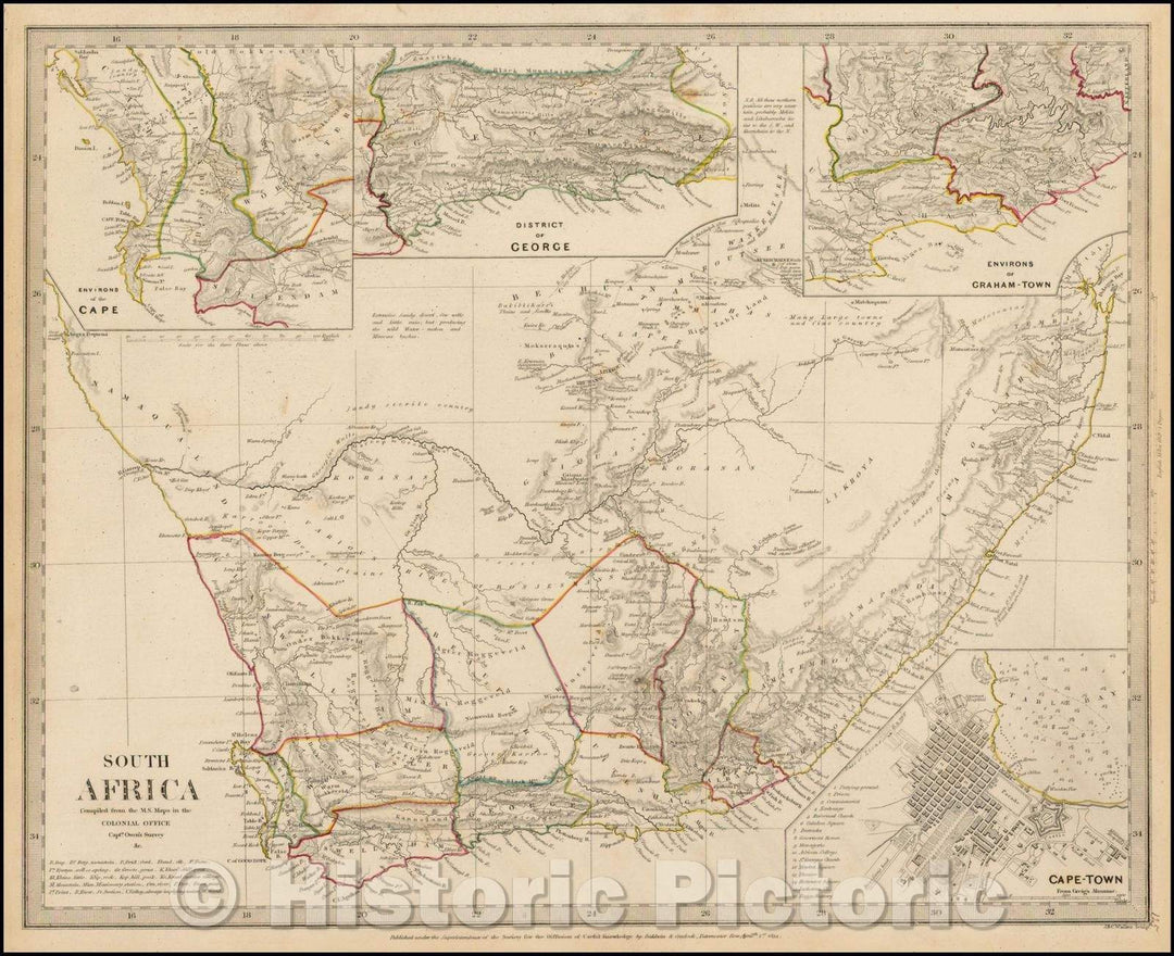 Historic Map - South Africa, 1849, SDUK - Vintage Wall Art