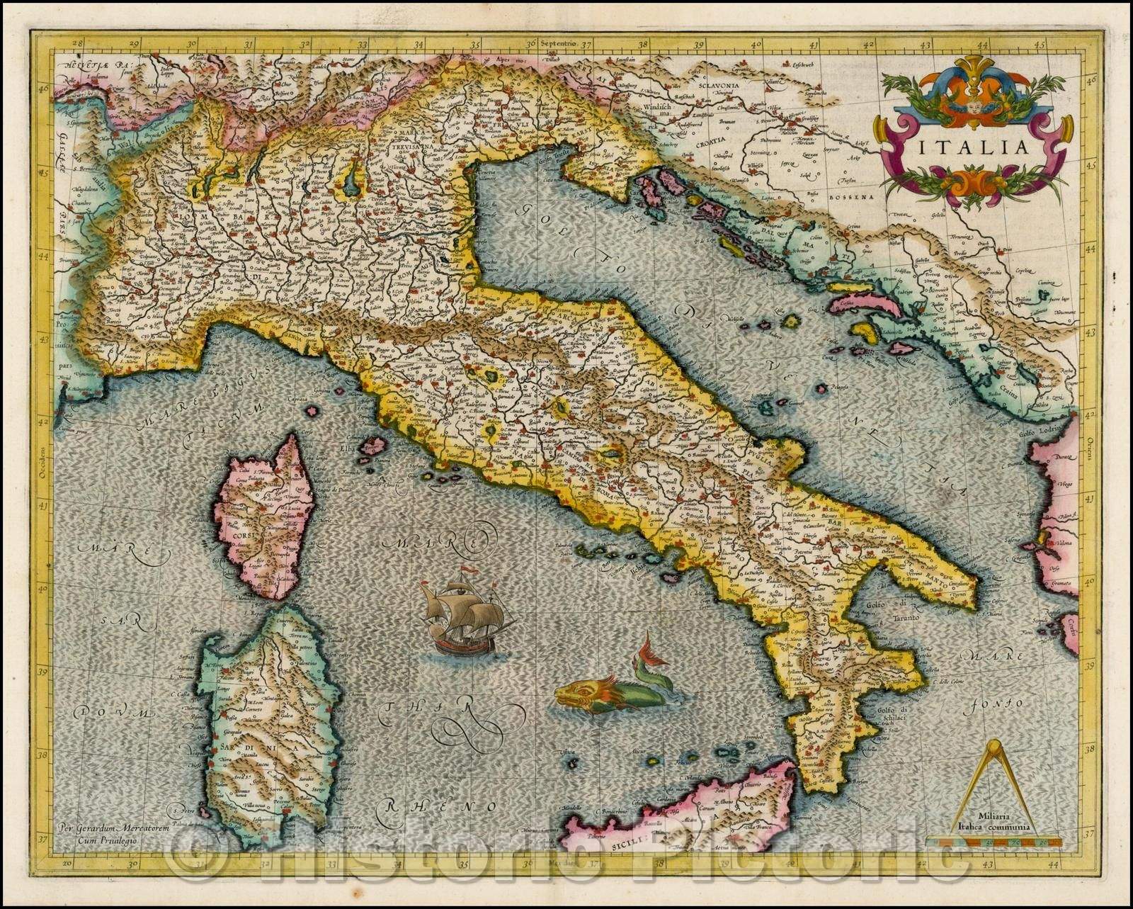 Historic Map - Italy, 1589, Gerard Mercator v1