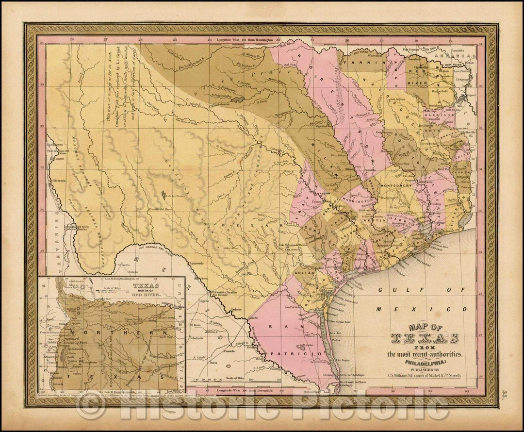 Historic Map - Map of Texas From the most recent authorities, 1847, Samuel Augustus Mitchell v1