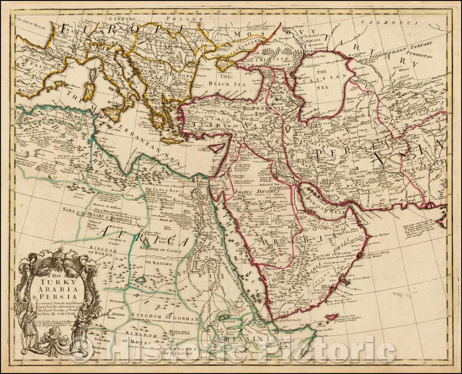 Historic Map - A Map of Turky, Arabia And Persia. Corrected from the latest Travels, 1721, John Senex - Vintage Wall Art