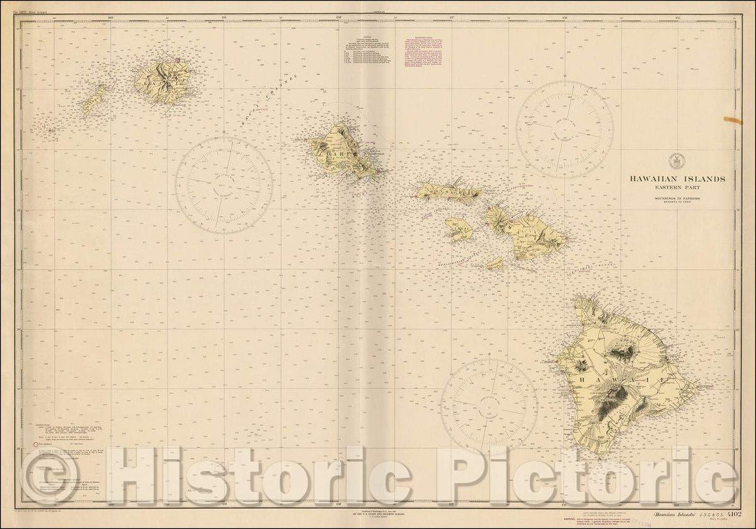 Historic Map - Hawaiian Islands Eastern Part, 1944, United States GPO - Vintage Wall Art