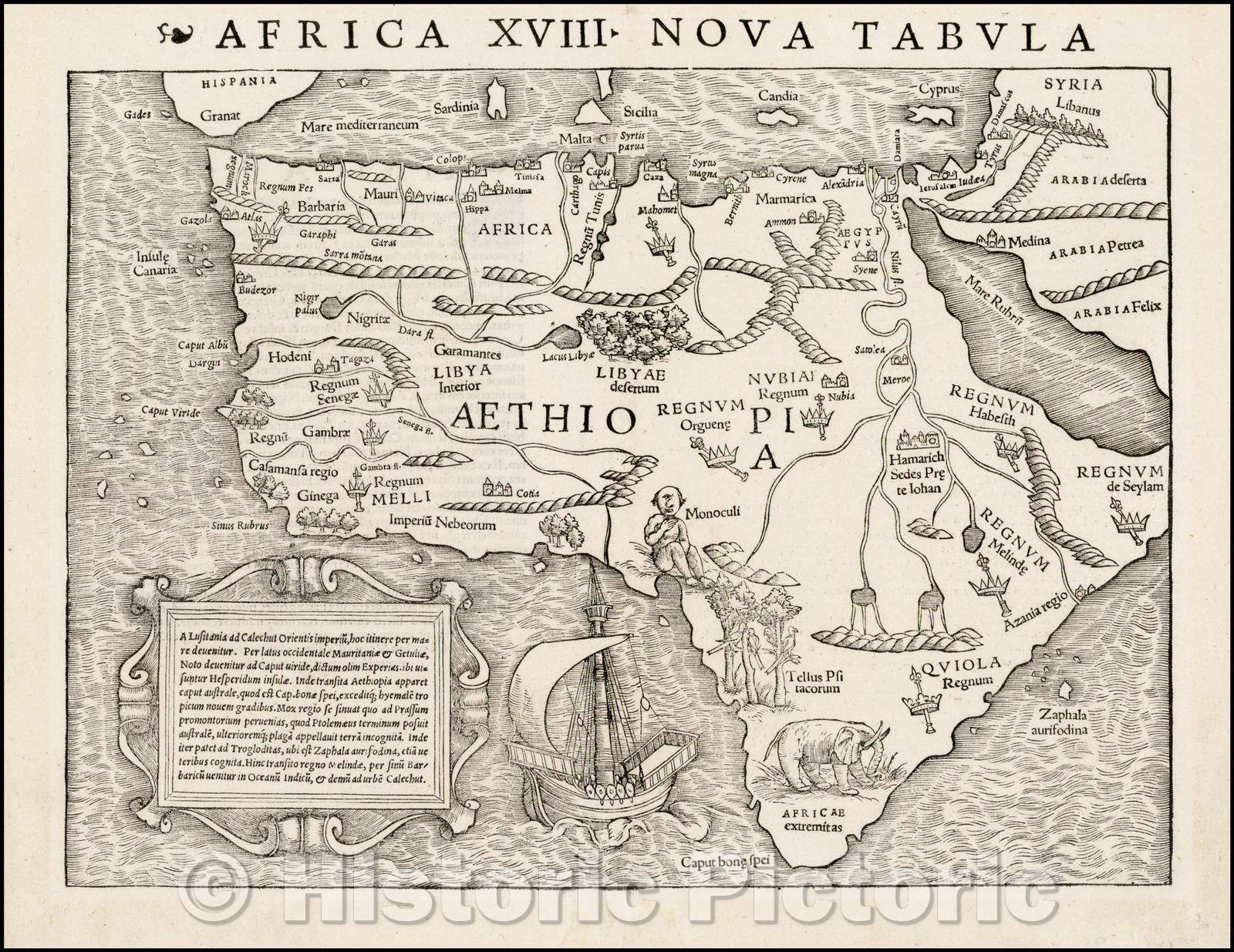 Historic Map - Africa XVIII Nova Tabula (First Edition!), 1540, Sebastian M?nster - Vintage Wall Art