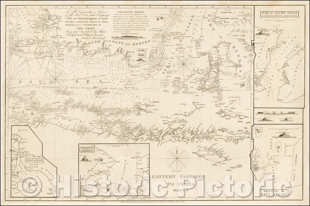 Historic Map - Eastern Passages To China Sheet 1 (Java, Bali, Lombock, Sumbawa, Southern Borneo, Celebes, etc.) (Includes Sketch of the Bally Straits), 1848 v2