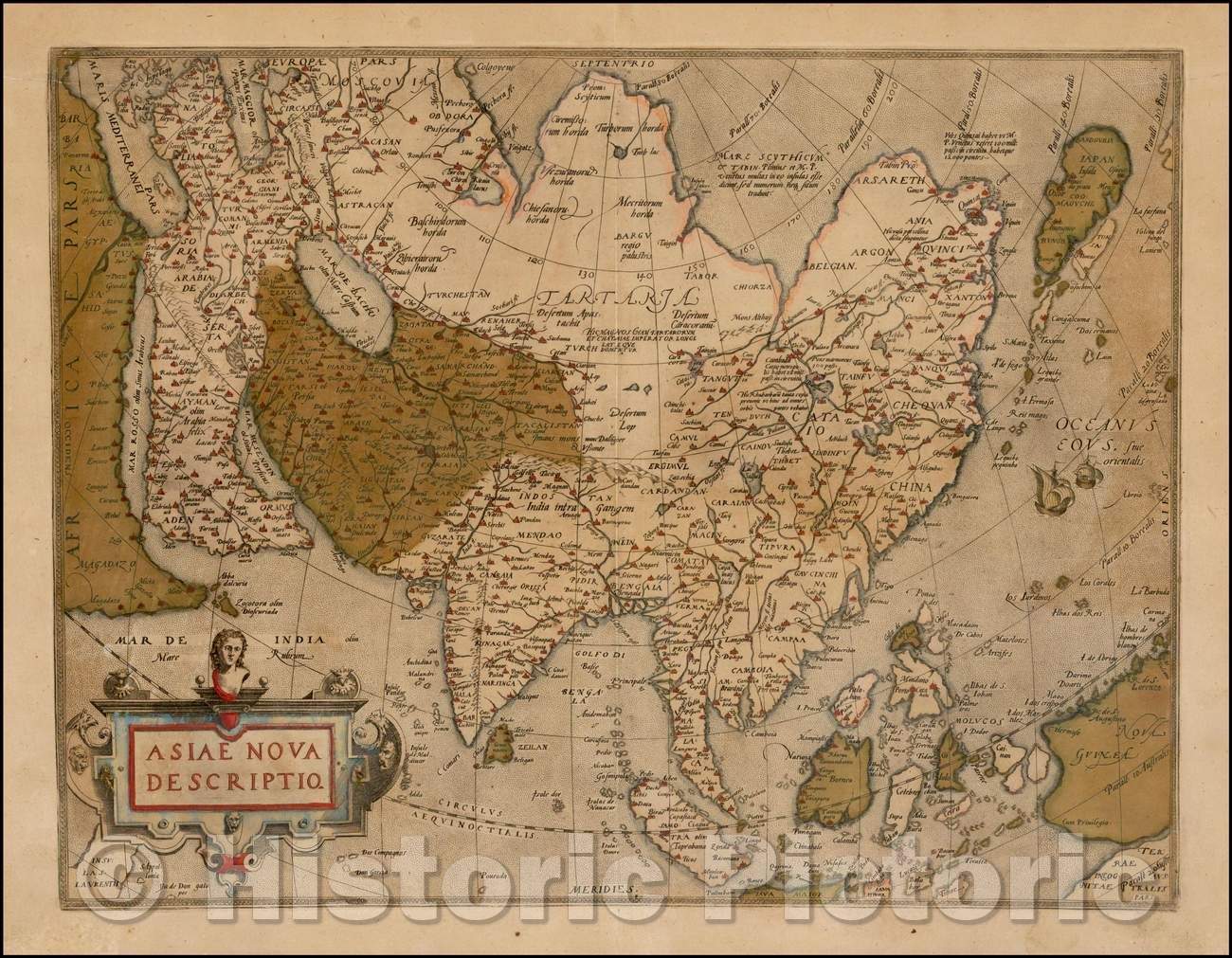 Historic Map - Asiae Nova Descriptio, 1579, Abraham Ortelius - Vintage Wall Art