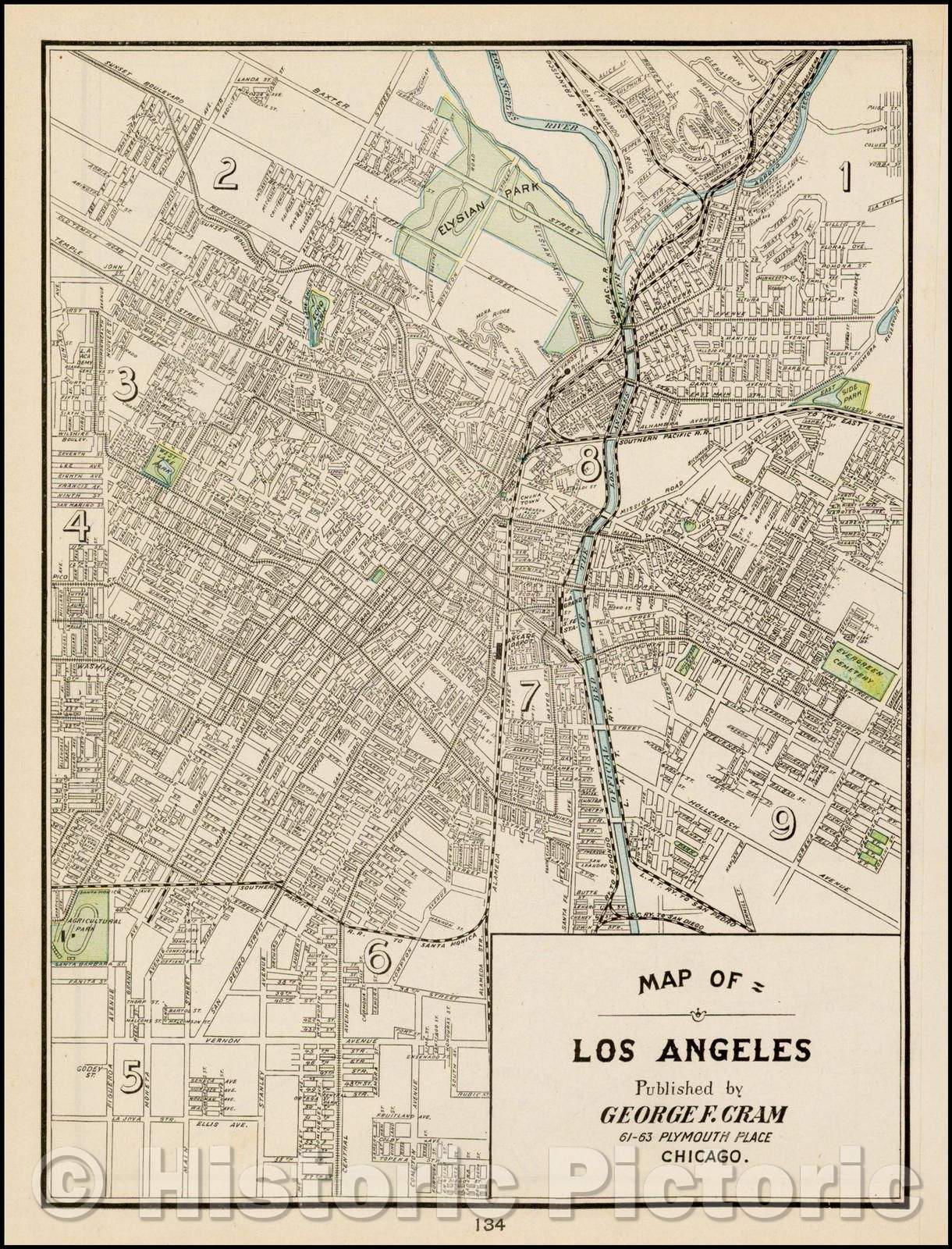 Historic Map - Map of Los Angeles, 1899, George F. Cram v5