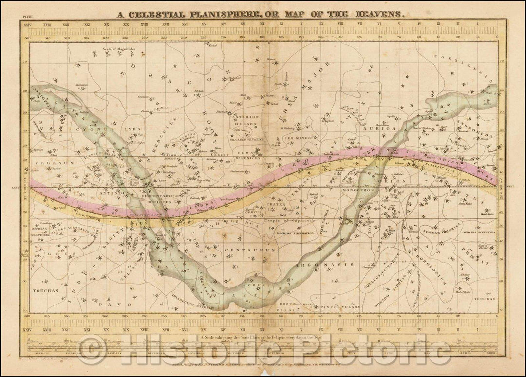 Historic Map - A Celestial Planisphere, Or Map of the Heavens, 1835, Elijah J. Burritt v3