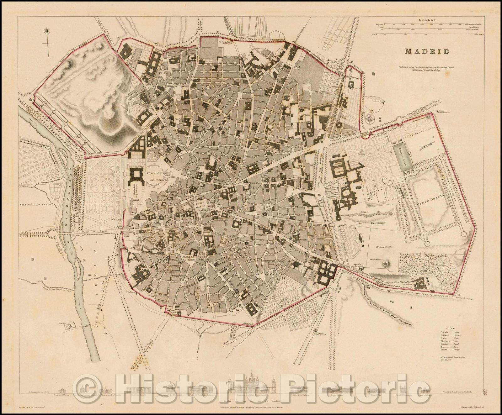 Historic Map - Madrid, Spain, 1831, SDUK v2