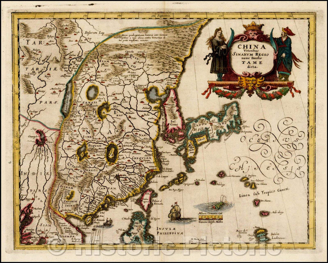 Historic Map - China Veteribus Sinarum Regio numc Incolis Tame, 1636, Matthaus Merian v4