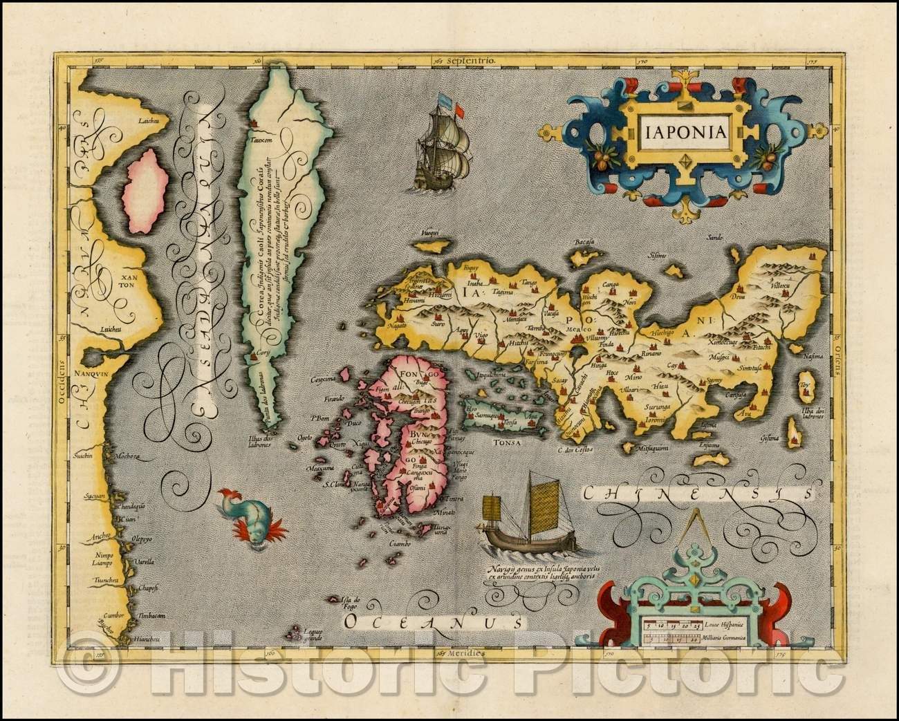 Historic Map - Iaponia (with the Island of Korea), 1619, Jodocus Hondius - Vintage Wall Art