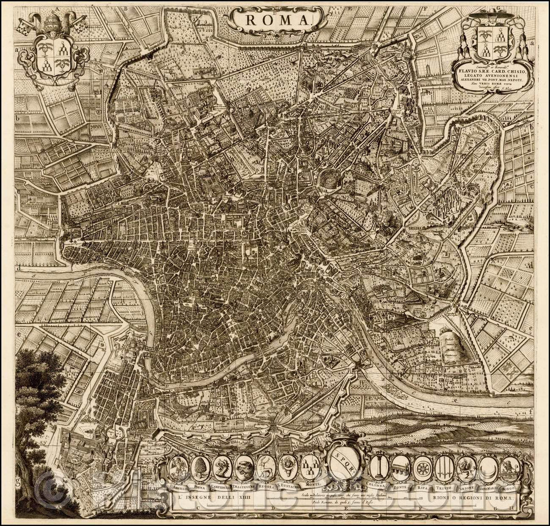 Historic Map - Rome, Italy, 1663, Willem Janszoon Blaeu v1