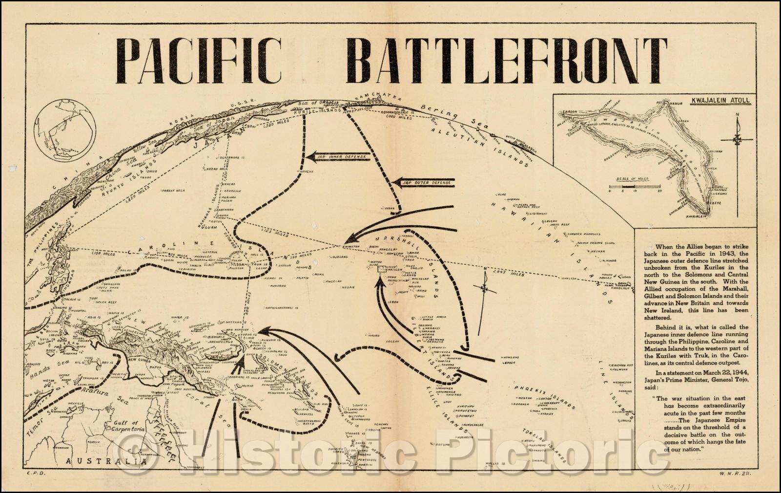 Historic Map - Pacific Battle Front, 1944, Anonymous v1