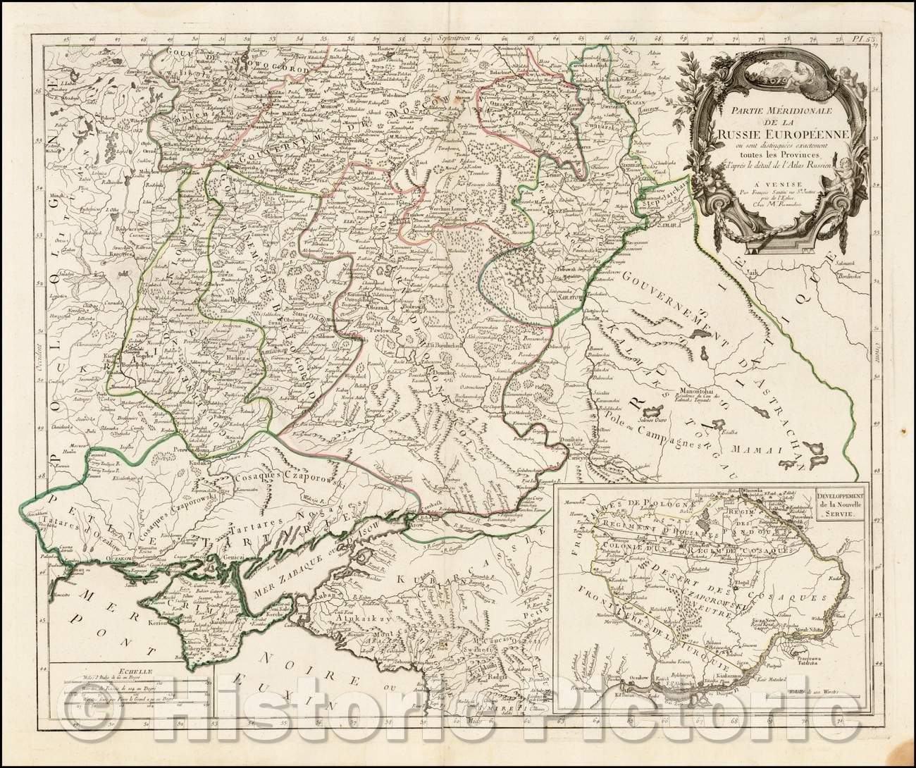 Historic Map - Partie Meridionale De La Russie Europeene/Part Meridionale De La Europeene Russia, 1780, Paolo Santini - Vintage Wall Art