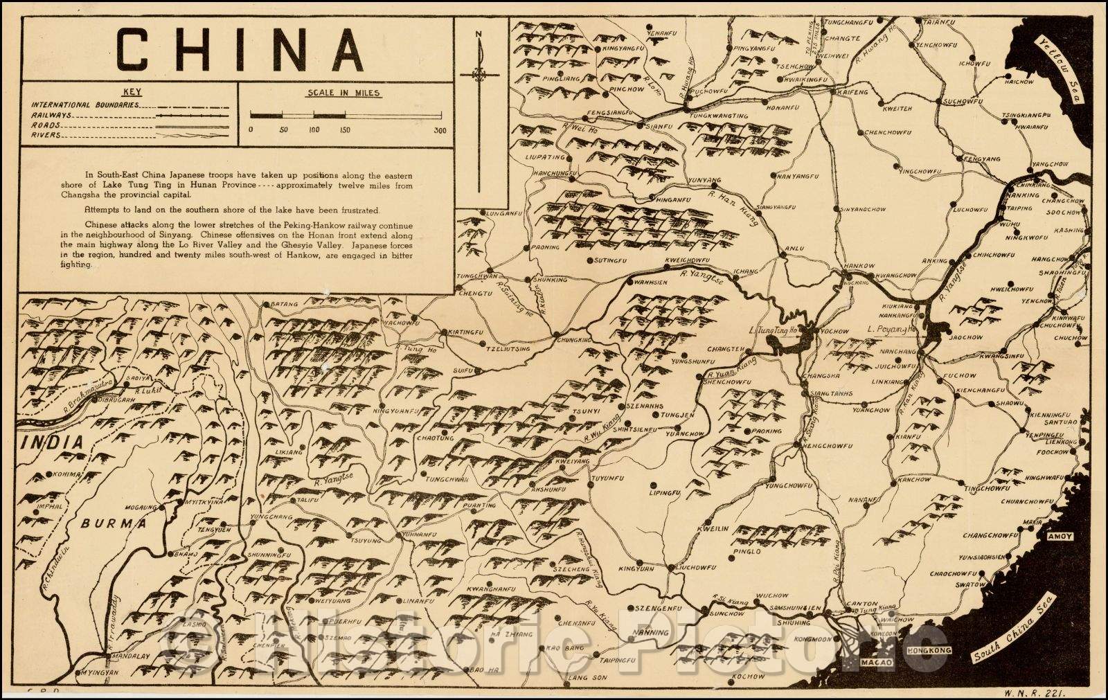 Historic Map - China. (WWII map printed in India), 1944, Anonymous - Vintage Wall Art