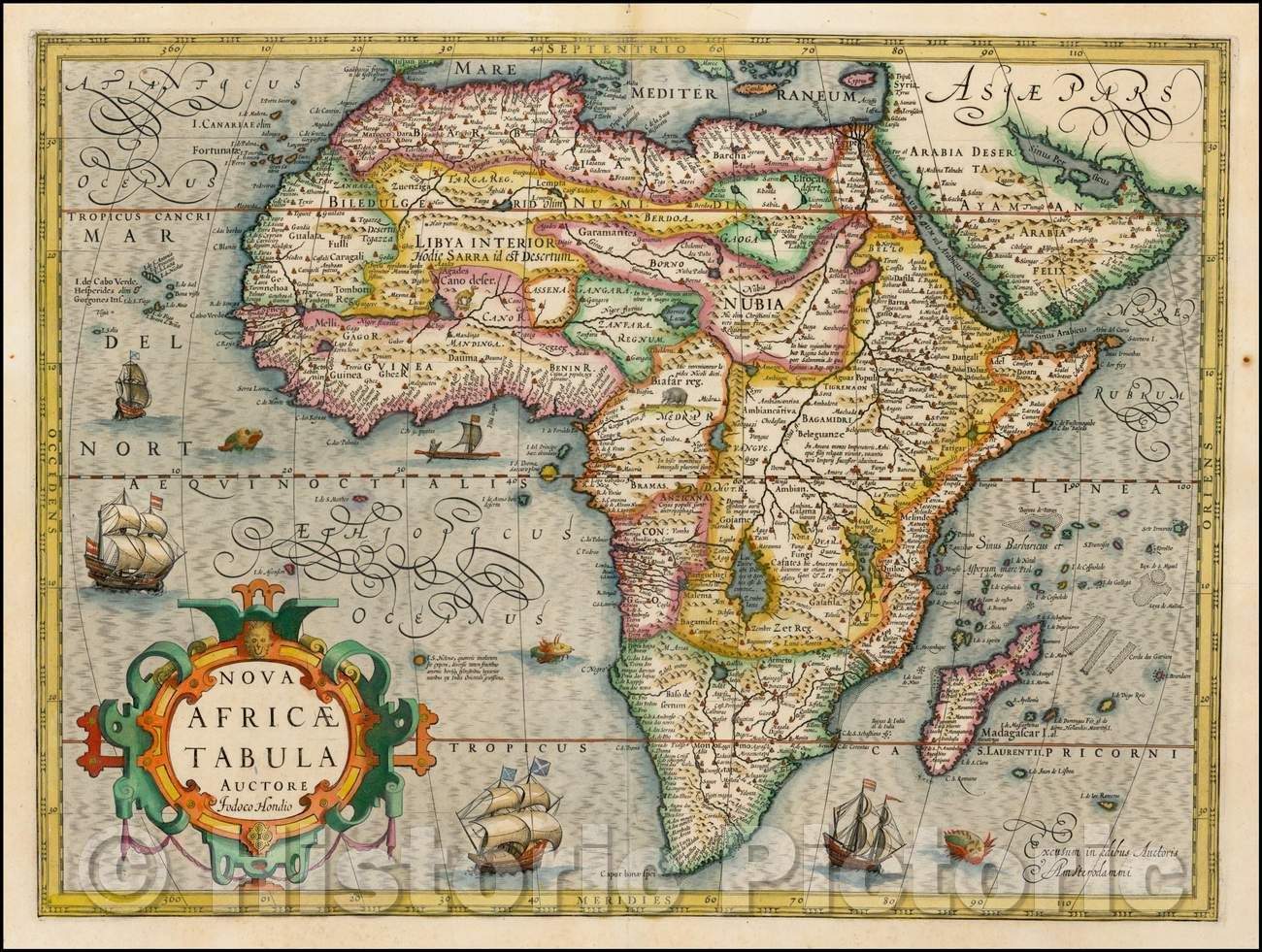 Historic Map - Nova Africae Tabula Auctore Jodoco Hondio, 1619, Jodocus Hondius v1