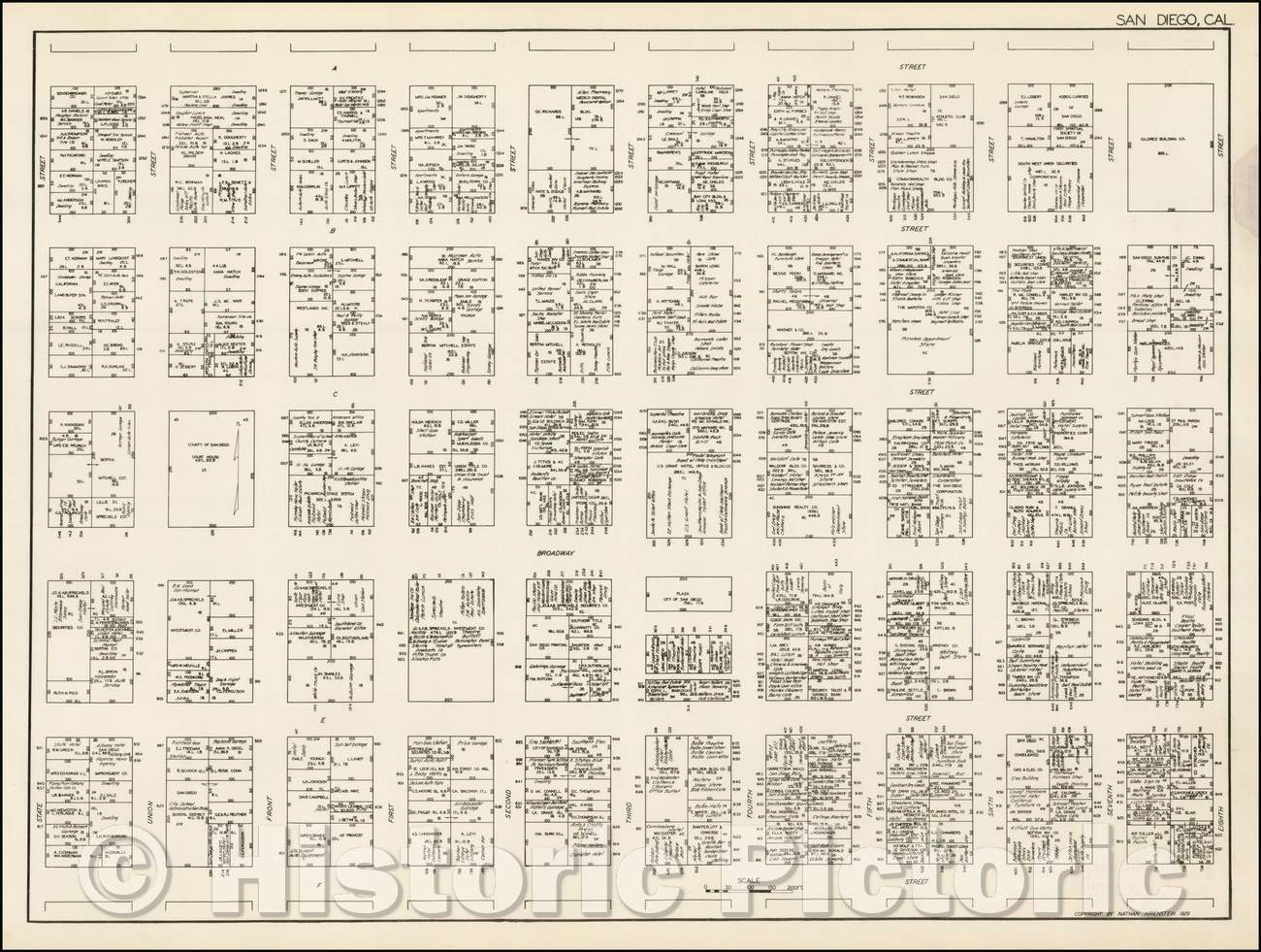 Historic Map - Downtown San Diego, 1929, Nathan Nirenstein v1